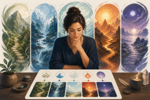Person reviewing an element personality quiz result and choosing a growth path